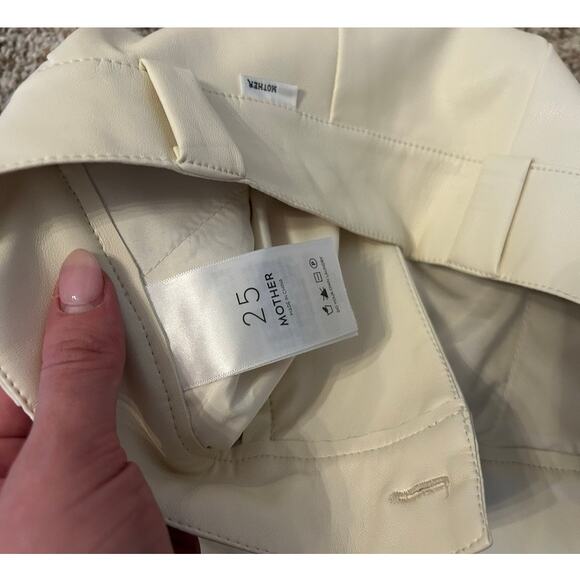 Mother High Waisted Egret Tunnel Vision Pleated Prep Faux Leather Pants - Picture 6 of 7